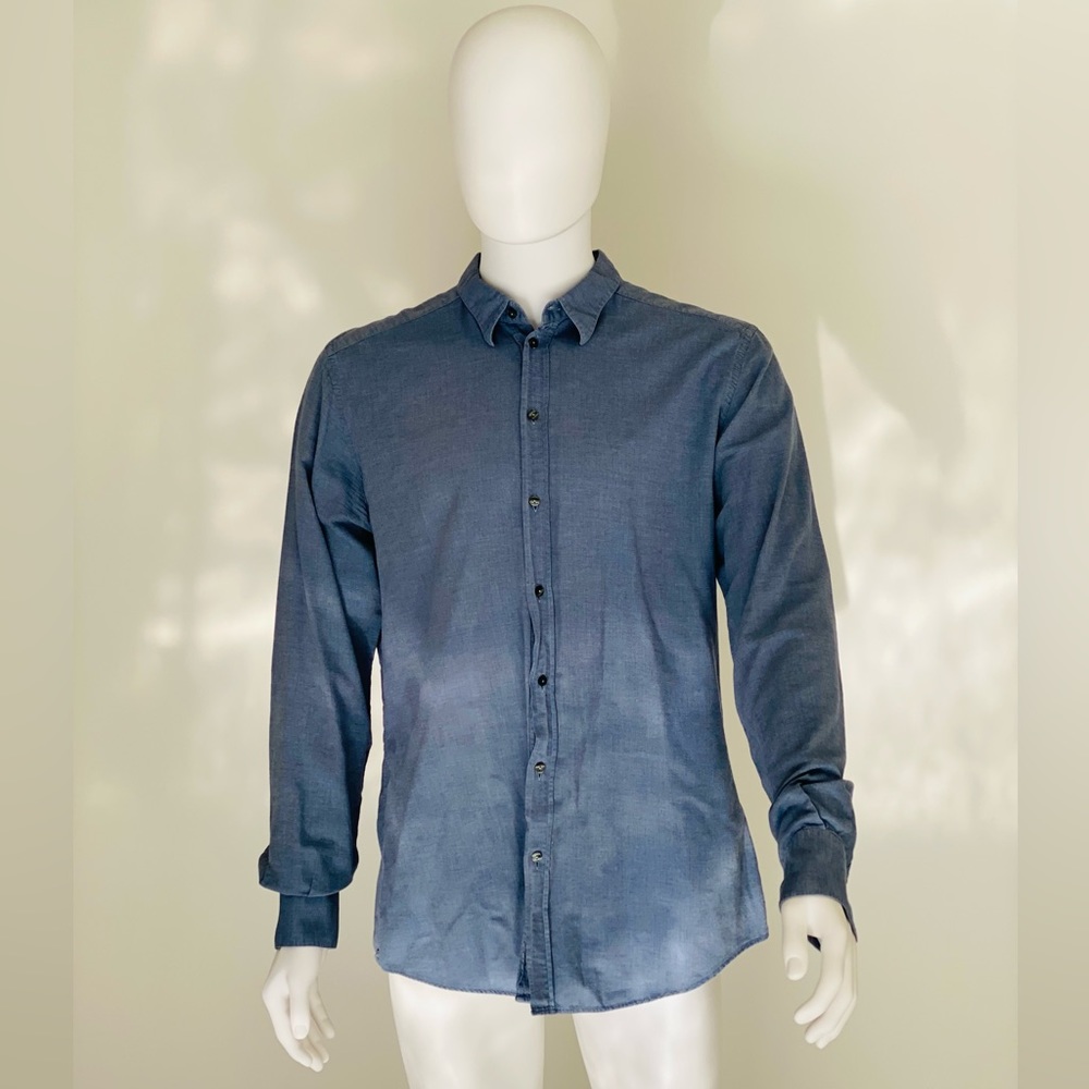 Dolce & Gabbana Dress/Casual shirt Men Button Long Sleeve Size US 17 EU 43 Blue